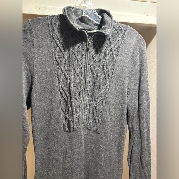 Athleta Sawtooth Gray Cable Knit Long Sleeve Dress Size Small - Picture 8 of 9